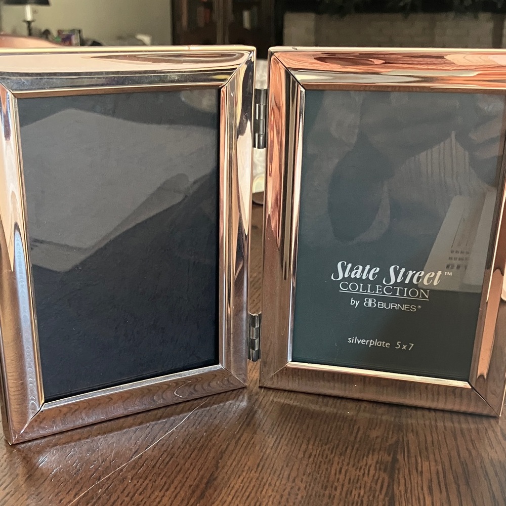 Silver Plated Double Picture Frame by Burnes 5 x 7